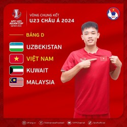VCK U23 châu Á 2024: U23 Việt Nam thi đấu ở bảng D, cùng các đội Uzbekistan, Kuwait và Malaysia