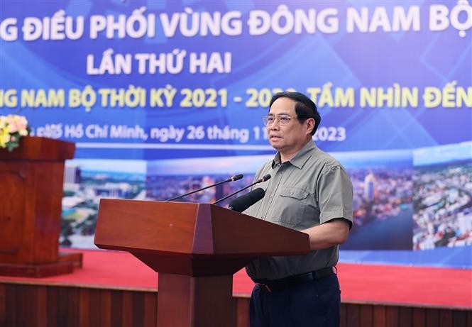 Thủ tướng Phạm Minh Chính phát biểu khai mạc hội nghị. (Nguồn: TTXVN)