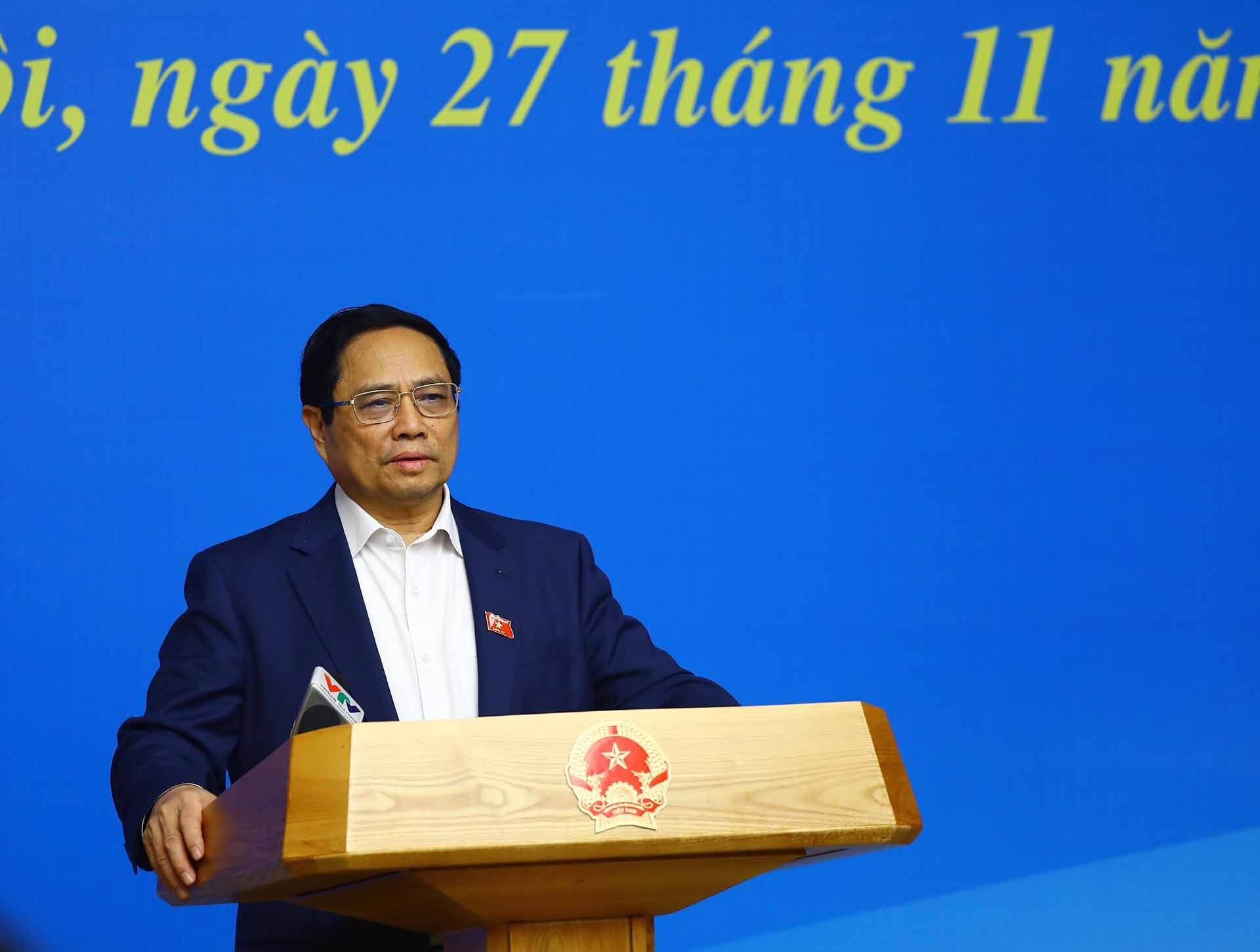 Thủ tướng Phạm Minh Chính phát biểu kết luận. (Nguồn: TTXVN)