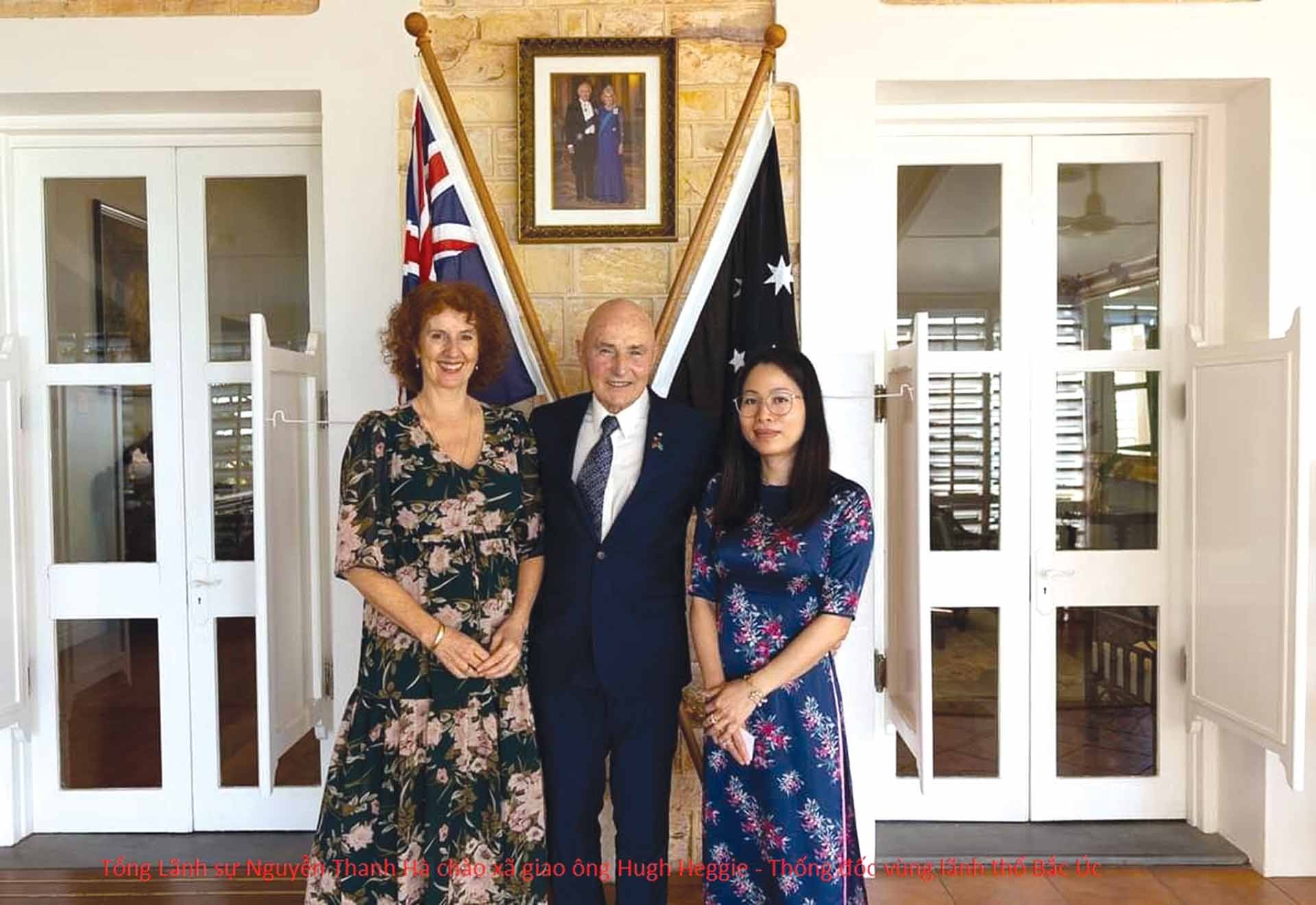 Thống đốc Vùng lãnh thổ  Bắc Australia và Phu nhân tiếp Tổng Lãnh sự Nguyễn Thanh Hà trong chuyến công tác tại Bắc Australia từ ngày 4-8/6/2023. (Nguồn: Tổng Lãnh sự quán Việt Nam tại Perth)