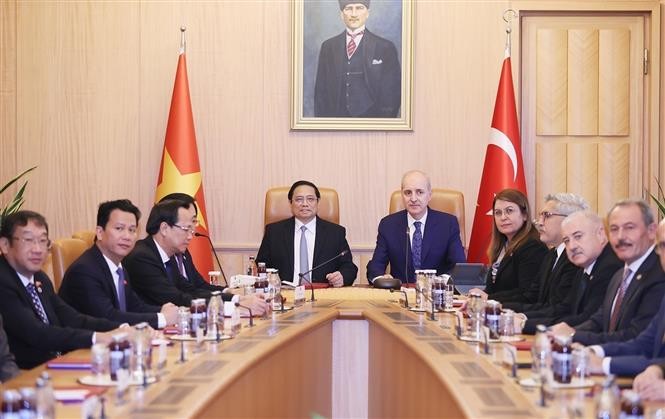 Thủ tướng Chính phủ Phạm Minh Chính gặp Chủ tịch Quốc hội Thổ Nhĩ Kỳ Numan Kurtulmus