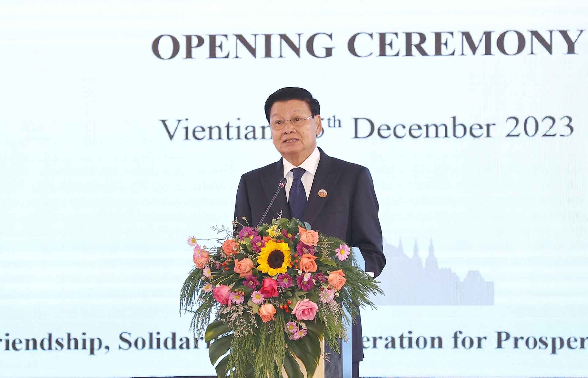Tổng Bí thư, Chủ tịch nước Lào Thongloun Sisoulith phát biểu. (Nguồn: TTXVN)