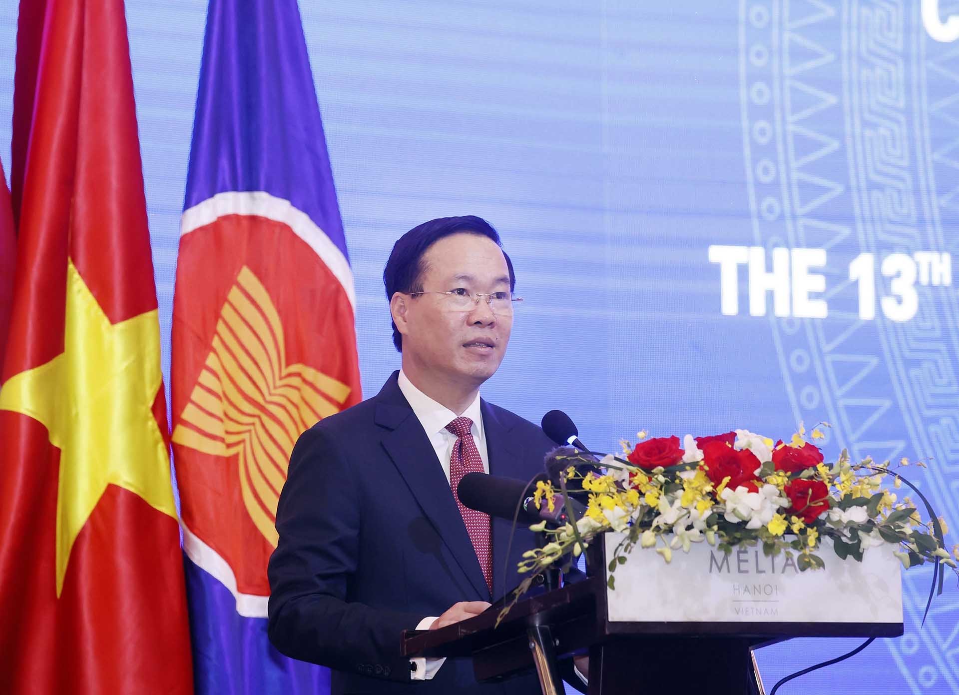 Chủ tịch nước Võ Văn Thưởng phát biểu tại Lễ khai mạc Hội nghị Viện trưởng Viện Kiểm sát, Viện Công tố các nước ASEAN-Trung Quốc lần thứ 13. (Nguồn: TTXVN)