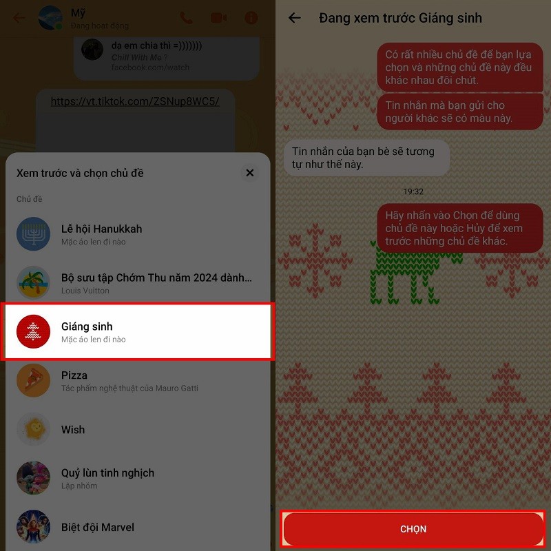 Hướng dẫn đổi chủ đề Noel trên Messenger siêu đẹp mắt