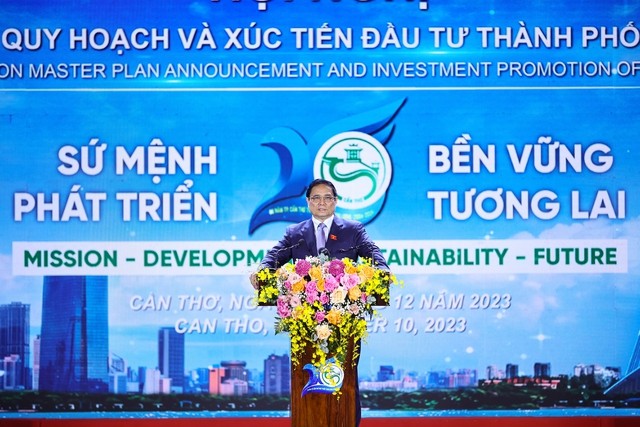 Thủ tướng Phạm Minh Chính nhấn mạnh: Huy động nguồn lực là vấn đề quan trọng nhất để triển khai Quy hoạch TP. Cần Thơ - Ảnh: VGP/Nhật Bắc