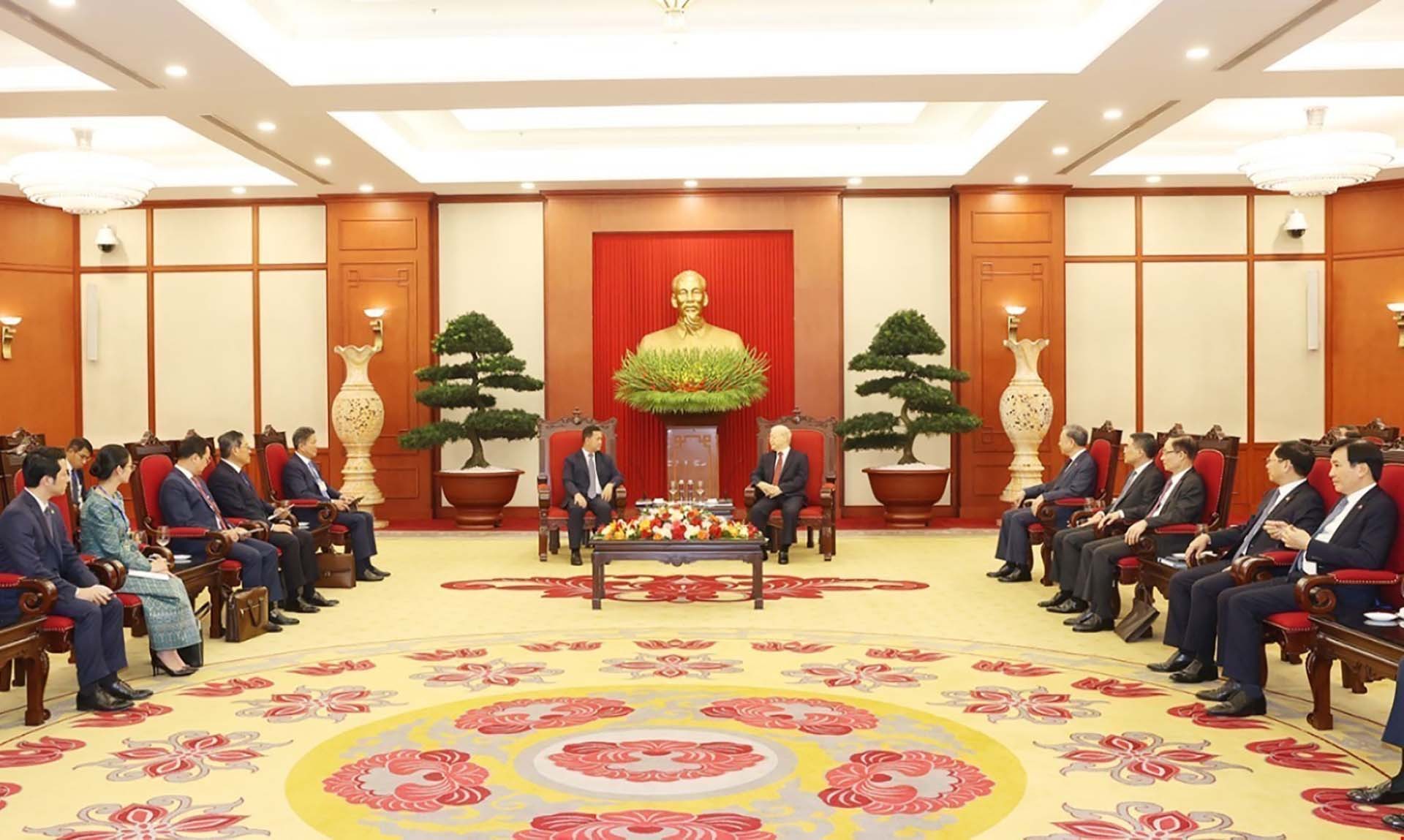Tổng Bí thư Nguyễn Phú Trọng tiếp Thủ tướng Vương quốc Campuchia Hun Manet
