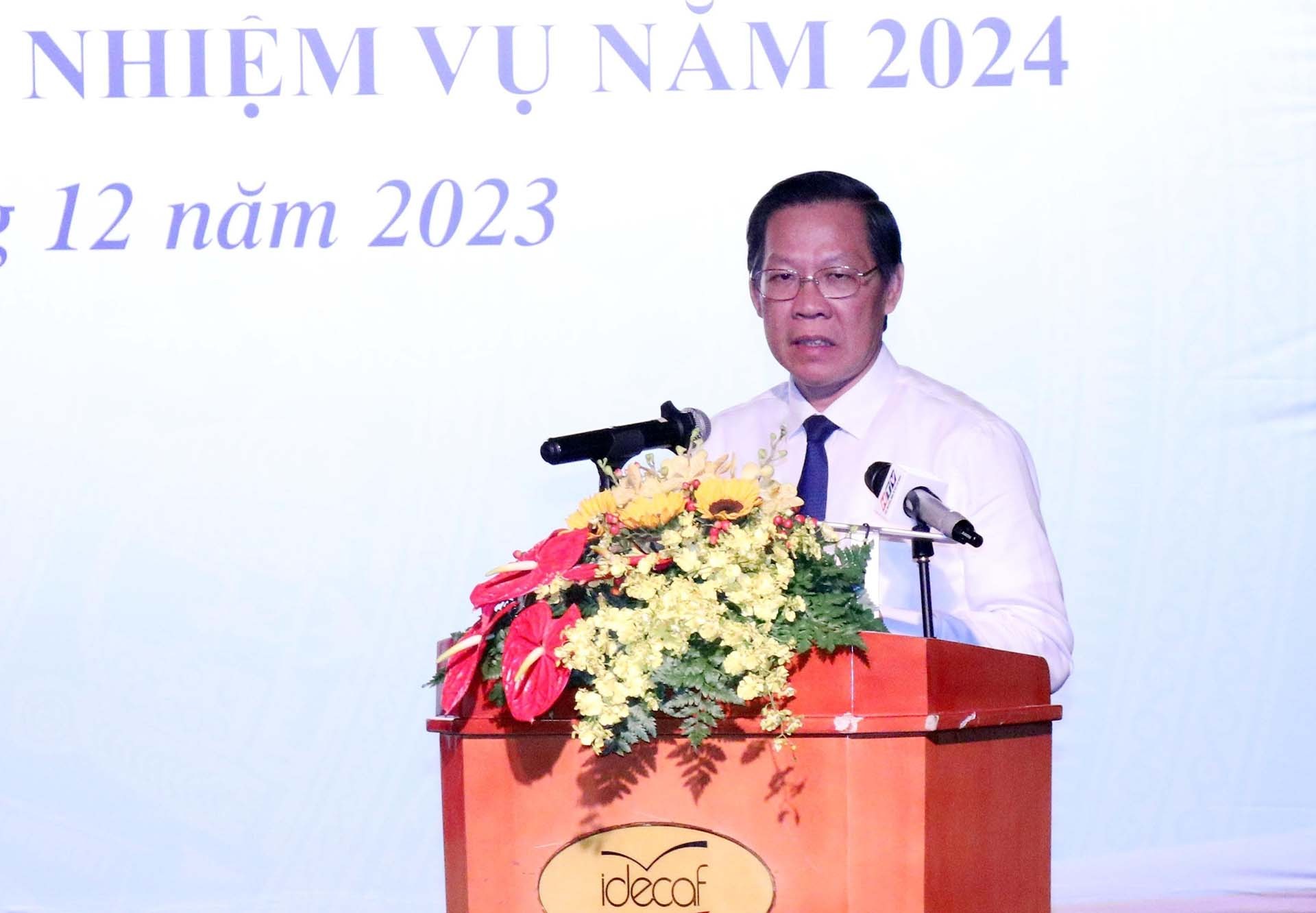 Ông Phan Văn Mãi, Chủ tịch UBND TP. Hồ Chí Minh phát biểu. (Nguồn: TTXVN)