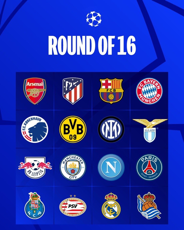 Những thành tích ấn tượng của 16 đội bóng tham dự vòng 1/8 Champions League mùa giải 2023/24