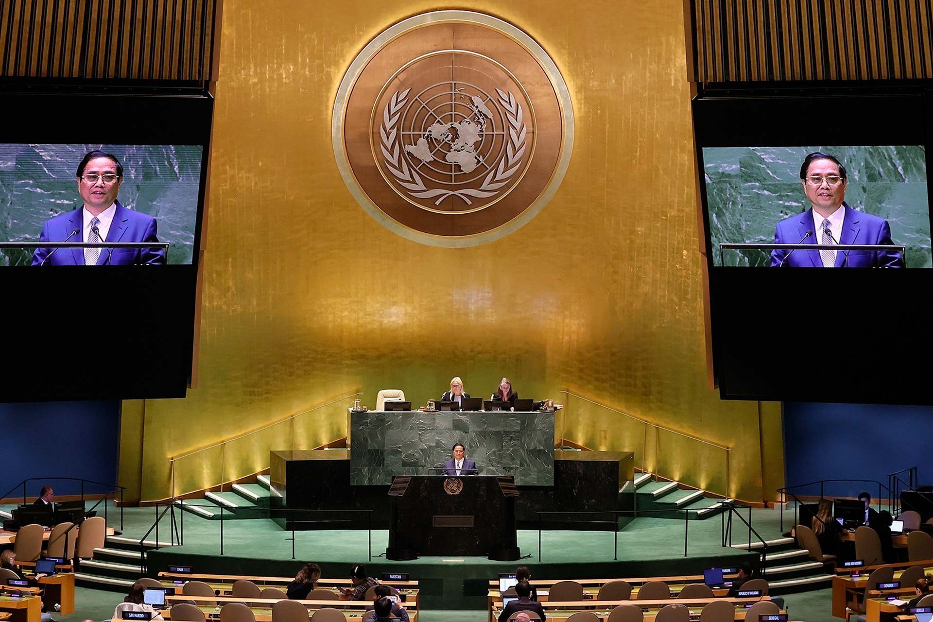 Thủ tướng Chính phủ Phạm Minh Chính tham dự và có bài phát biểu quan trọng tại Phiên thảo luận chung cấp cao Khóa 78 Đại hội đồng Liên hợp quốc tại New York, Mỹ ngày 22/9/2023.