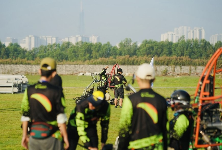 Admiring Ho Chi Minh City while paragliding