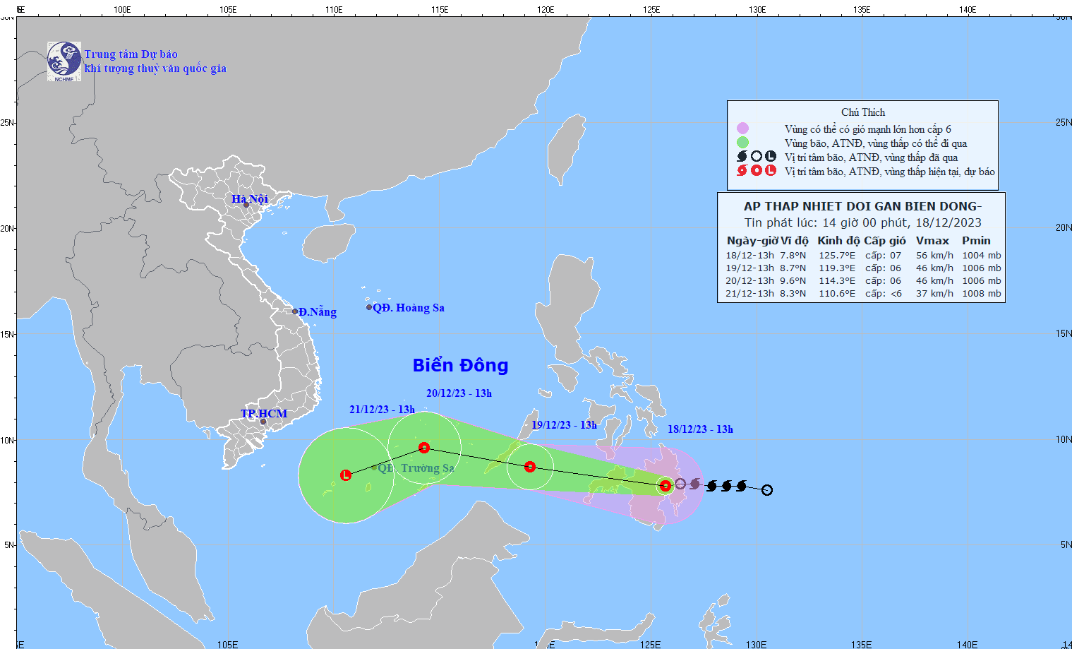 Dự báo áp thấp nhiệt đới gần Biển Đông: