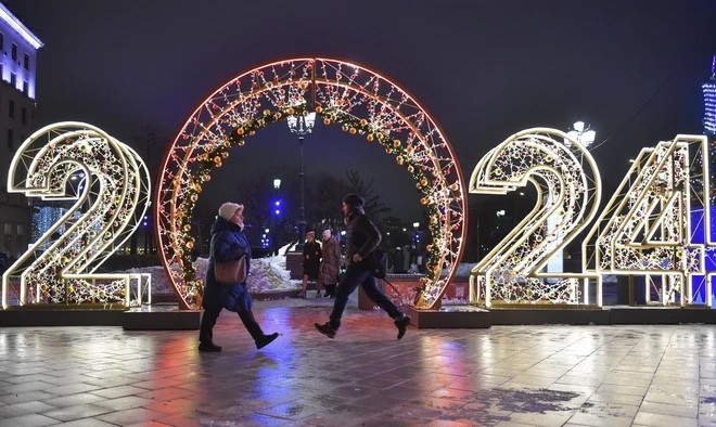 Trang trí chào đón Năm mới 2024 tại Moskva, Nga. (Nguồn: THX)