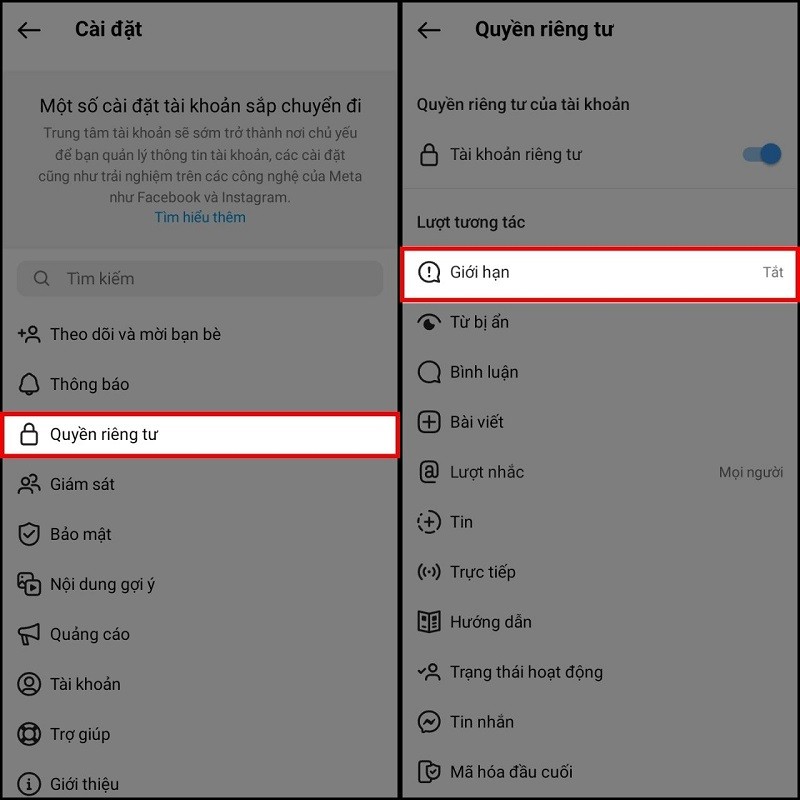 Cách hạn chế tin nhắn và bình luận trên Instagram nhanh chóng