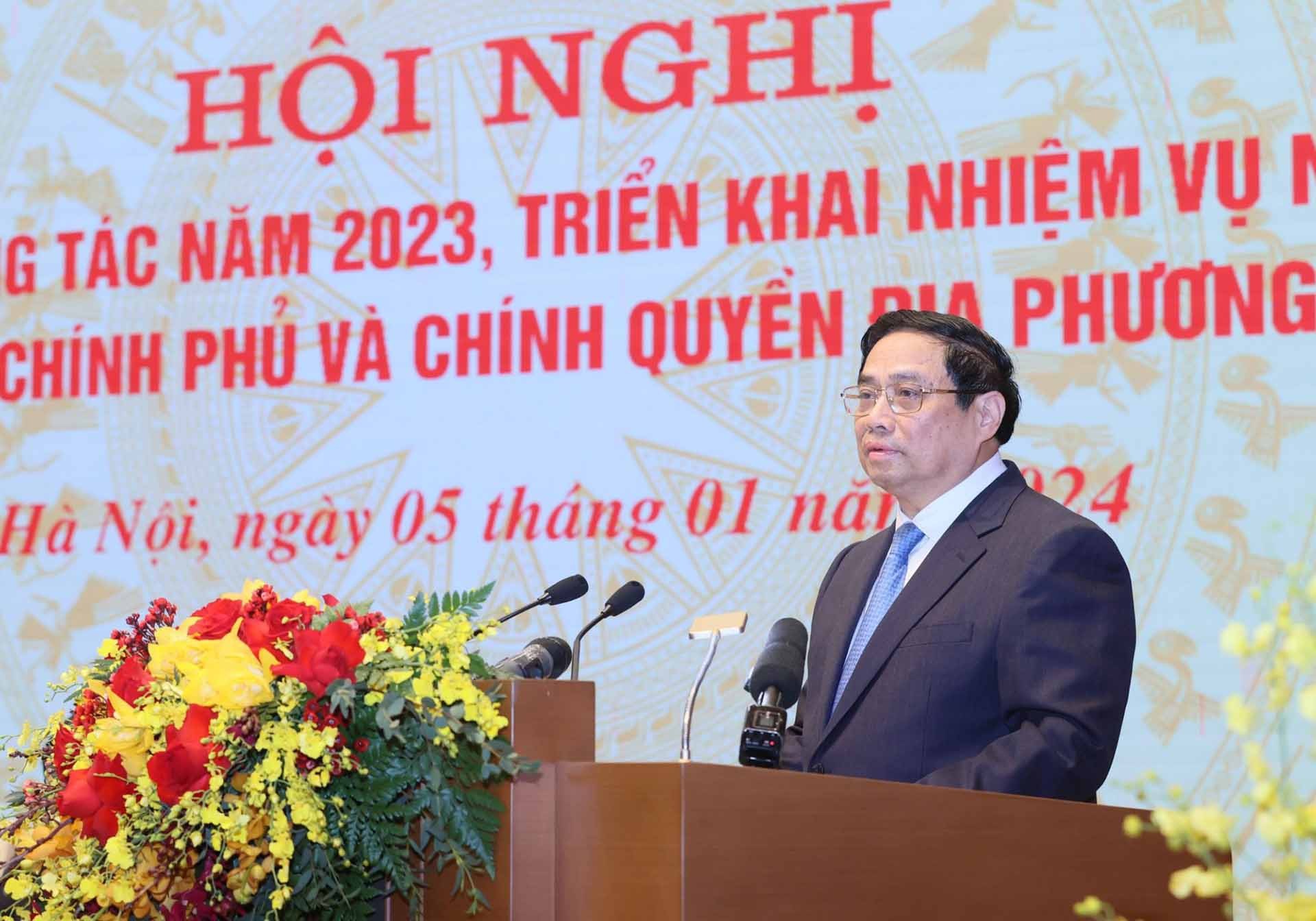 Thủ tướng Phạm Minh Chính phát biểu khai mạc hội nghị. (Nguồn: VGP)