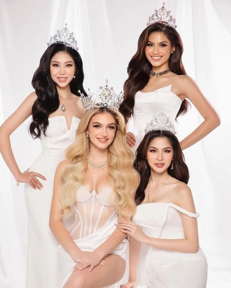 Top 4 Hoa hậu Trái đất 2023 đội vương miện
