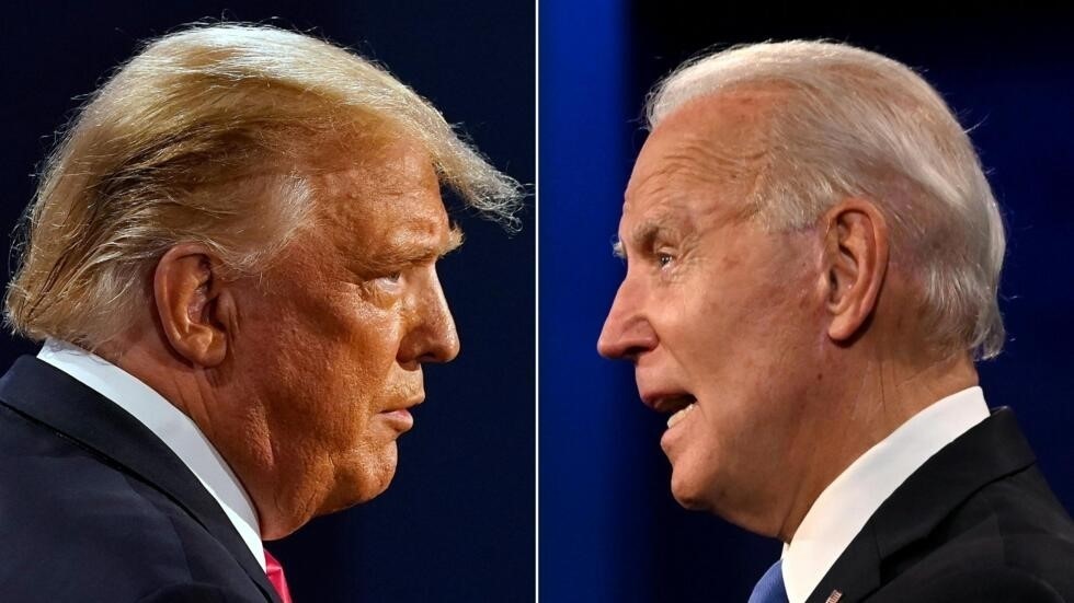 Donald Trump (T) và Joe Biden, hai ứng cử viên tiềm năng của cuộc bầu cử tổng thống Mỹ 2024. AFP