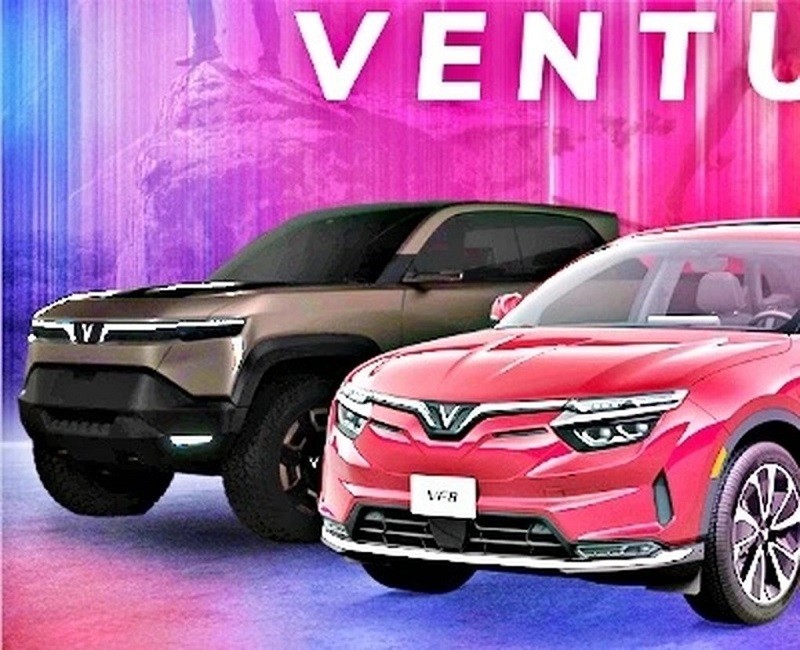 Hình ảnh concept mang kiểu dáng xe bán tải xuất hiện trên poster tham dự triển lãm CES 2024 của VinFast.