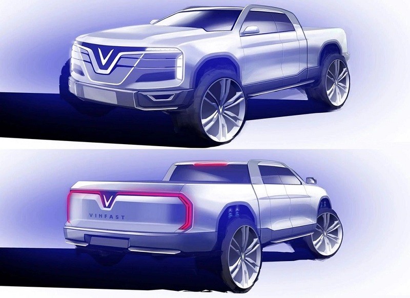 Bản vẽ phác thảo mẫu xe bán tải từng được VinFast công bố vào năm 2019 
