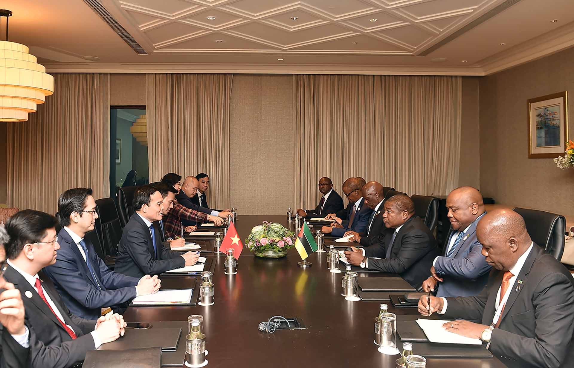 Phó Thủ tướng Trần Lưu Quang gặp Tổng thống Mozambique Filipe Jacinto Nyusi.