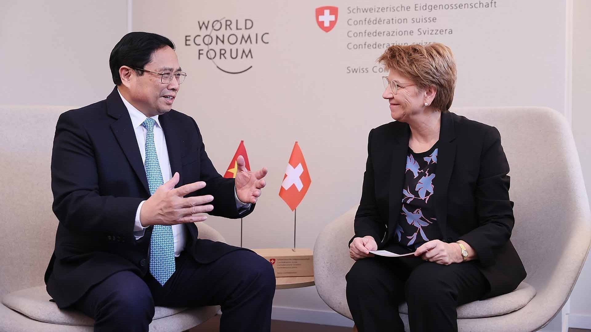 Thủ tướng Phạm Minh Chính hội kiến Tổng thống Thụy Sỹ và Tổng thư ký UNCTAD