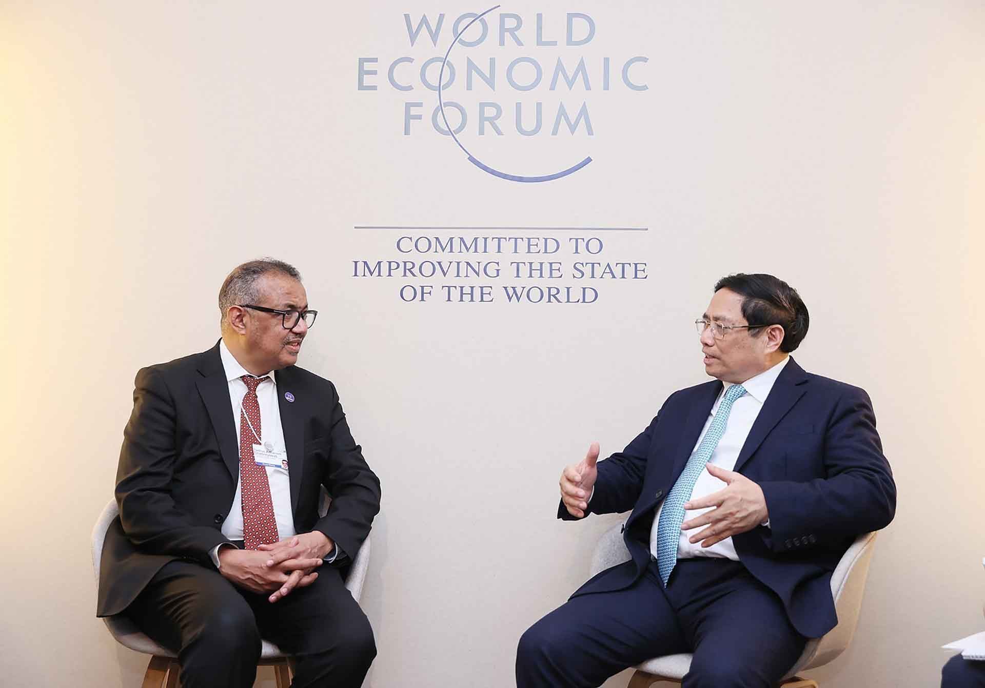 Thủ tướng Phạm Minh Chính gặp nhiều lãnh đạo các nước, tổ chức quốc tế bên lề WEF Davos 2024