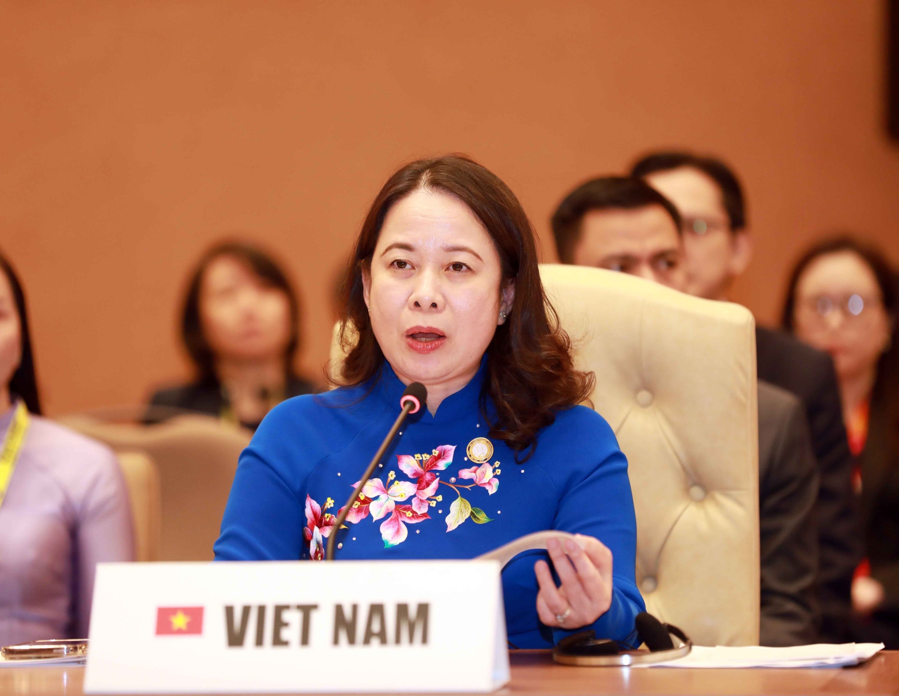 Phó Chủ tịch nước Võ Thị Ánh Xuân phát biểu tại phiên họp toàn thể Hội nghị Cấp cao lần thứ 19 Phong trào Không liên kết. Ảnh: Nhật Anh – TTXVN