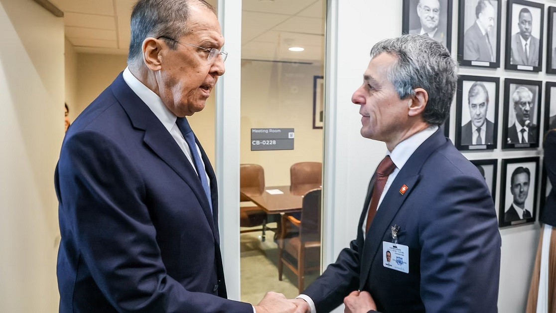 Ngoại trưởng Nga Sergei Lavrov và người đồng cấp Thụy Sỹ Ignazio Cassis trong cuộc gặp tại New York, ngày 23/1. (Nguồn: Bộ Ngoại giao Nga)