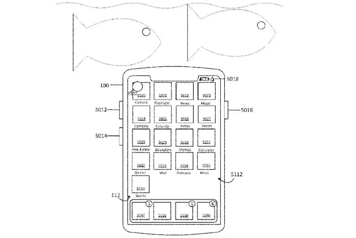 Hình ảnh mô tả mẫu iPhone có thể hoạt động dưới nước trong bằng sáng chế của Apple.