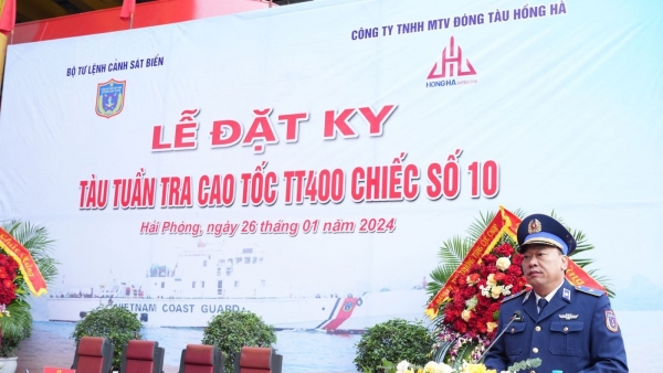 Khởi công đóng mới tàu TT-400 chiếc số 10 của Cảnh sát biển Việt Nam