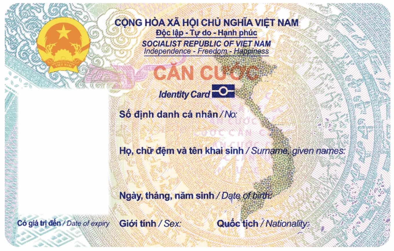 Mặt trước thẻ căn cước cấp cho công dân từ 6 tuổi trở lên. (Nguồn: Bộ Công an)