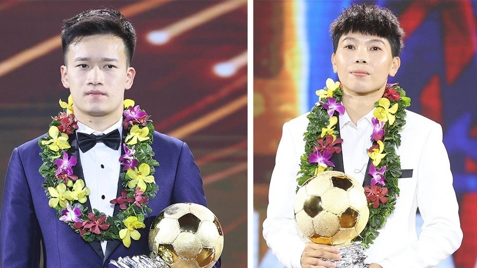Giải thưởng Quả bóng vàng Việt Nam 2023 vinh danh tiền đạo Hoàng Đức và thủ môn Kim Thanh