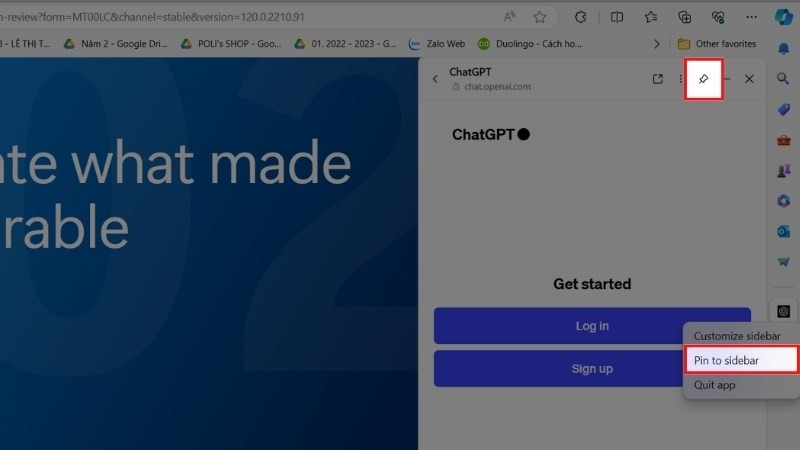 Thêm ChatGPT vào thanh Sidebar Microsoft Edge giúp bạn truy cập nhanh hơn