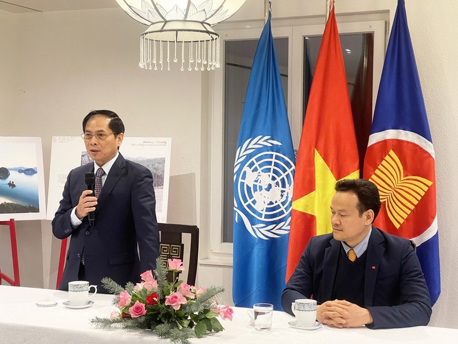 Bộ trưởng Bùi Thanh Sơn gặp gỡ cán bộ Phái đoàn đại diện thường trực Việt Nam ở Geneva