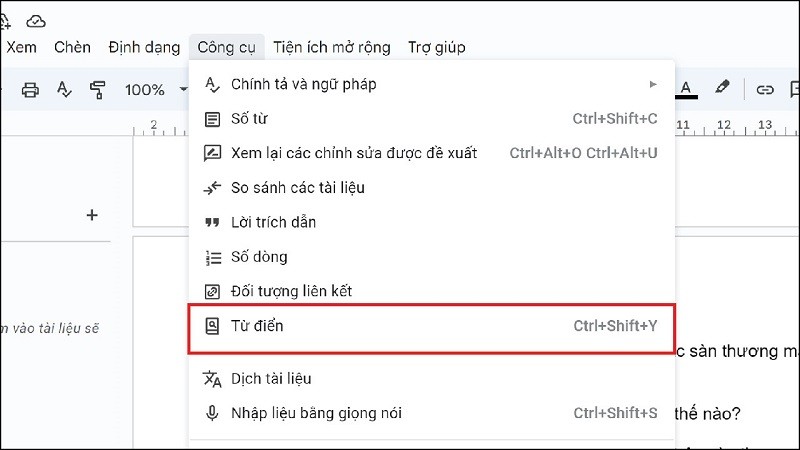 Cách sử dụng từ điển trong Google Docs cực hay mà bạn nên biết