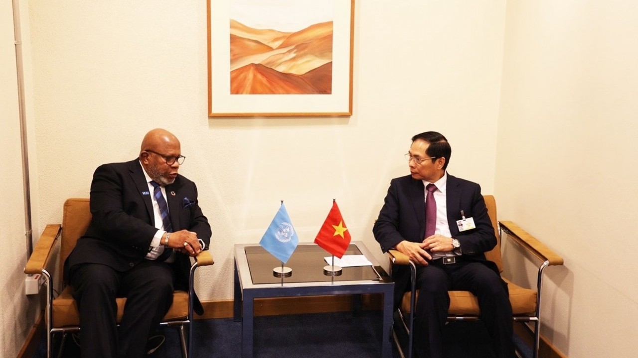 Bộ trưởng Bùi Thanh Sơn gặp Chủ tịch Đại hội đồng Liên hợp quốc Dennis Francis