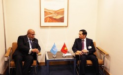 Bộ trưởng Bùi Thanh Sơn gặp Chủ tịch Đại hội đồng Liên hợp quốc Dennis Francis