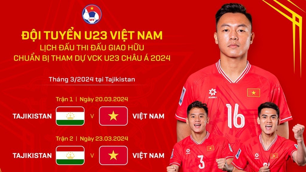 Đội tuyển U23 Việt Nam thi đấu hai trận giao hữu với U23 Tajikistan