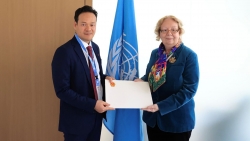 Đại sứ Mai Phan Dũng trình Thư ủy nhiệm lên Tổng giám đốc Văn phòng Liên hợp quốc tại Geneva