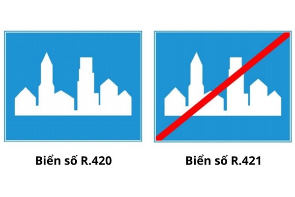 Biển báo đông dân cư và biển báo hết đông dân cư