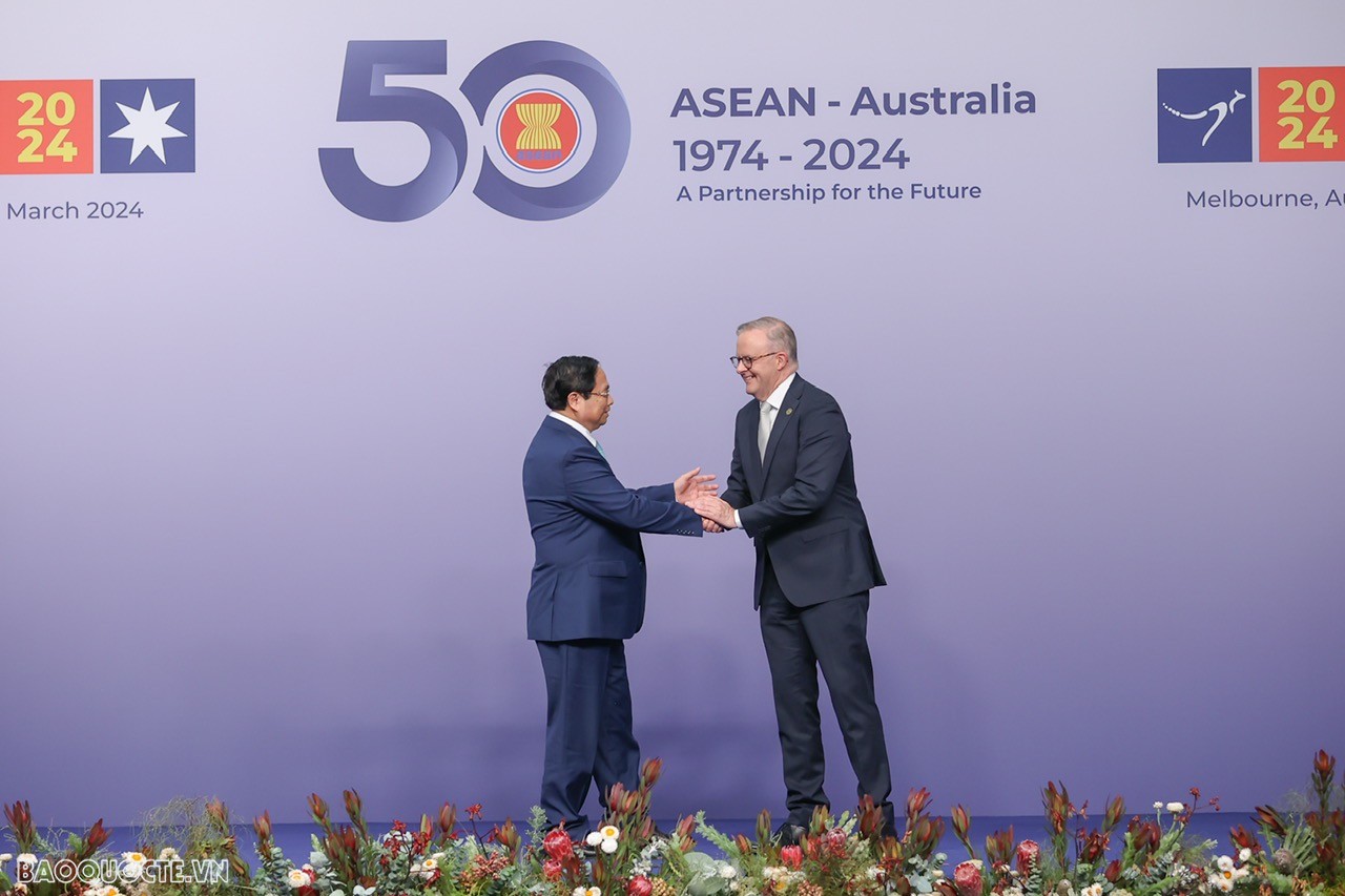 , Thủ tướng Phạm Minh Chính dự Lễ đón chính thức các Trưởng đoàn tham dự Hội nghị Cấp cao Đặc biệt kỷ niệm 50 năm quan hệ ASEAN-Australia, do Thủ tướng Australia Anthony Albanese chủ trì.