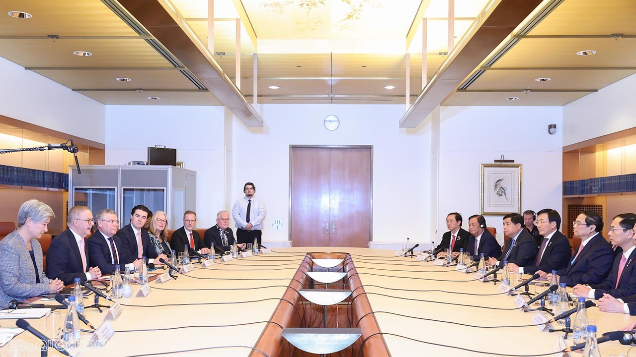 Toàn cảnh Thủ tướng Việt Nam-Australia hội đàm, trao văn kiện thiết lập quan hệ Đối tác chiến lược toàn diện