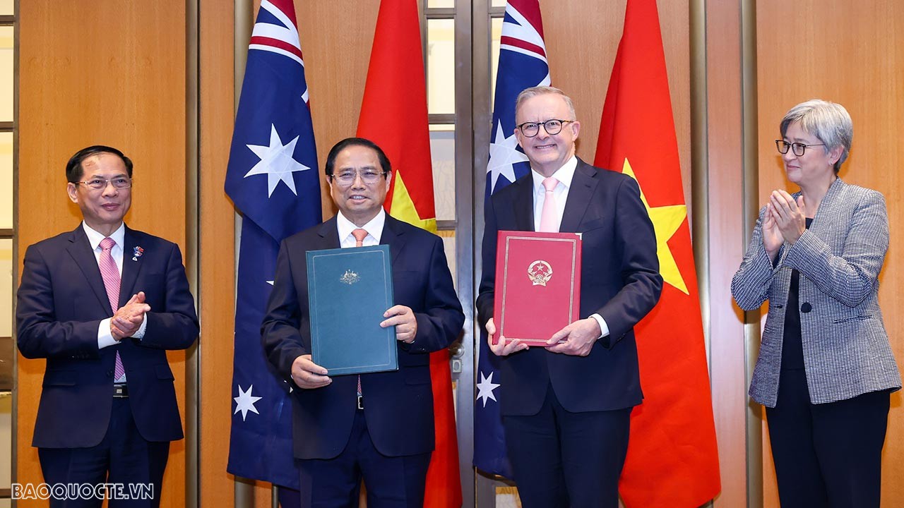 Toàn cảnh Thủ tướng Việt Nam-Australia hội đàm, trao văn kiện thiết lập quan hệ Đối tác chiến lược toàn diện