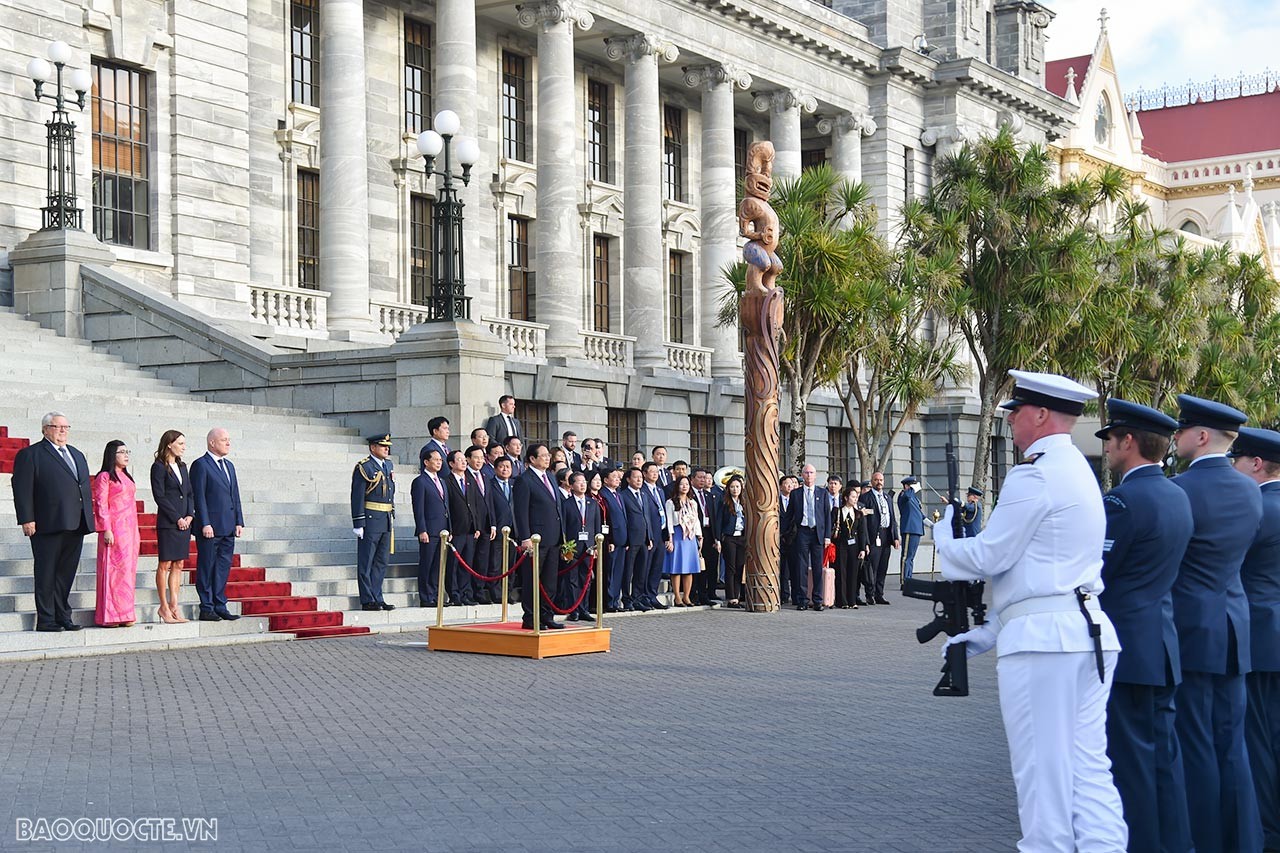 New Zealand Prime Minister chairs welcome ceremony for Prime Minister Pham Minh Chinh New Zealand Prime Minister chairs welcome ceremony for Prime Minister Pham Minh Chinh
