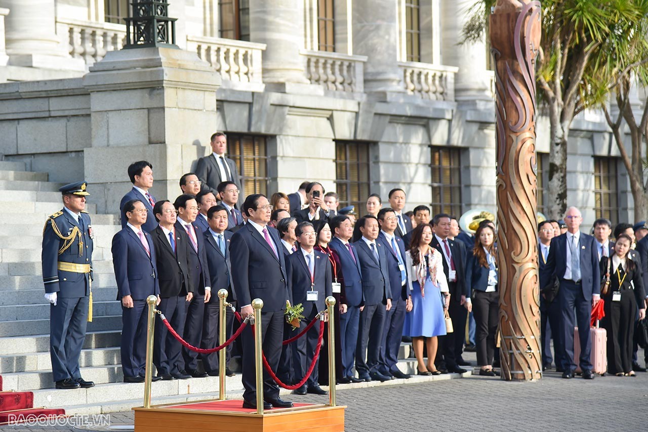 Toàn cảnh Thủ tướng Phạm Minh Chính dự lễ đón theo nghi thức thổ dân Maori và lễ đón chính thức tại New Zealand