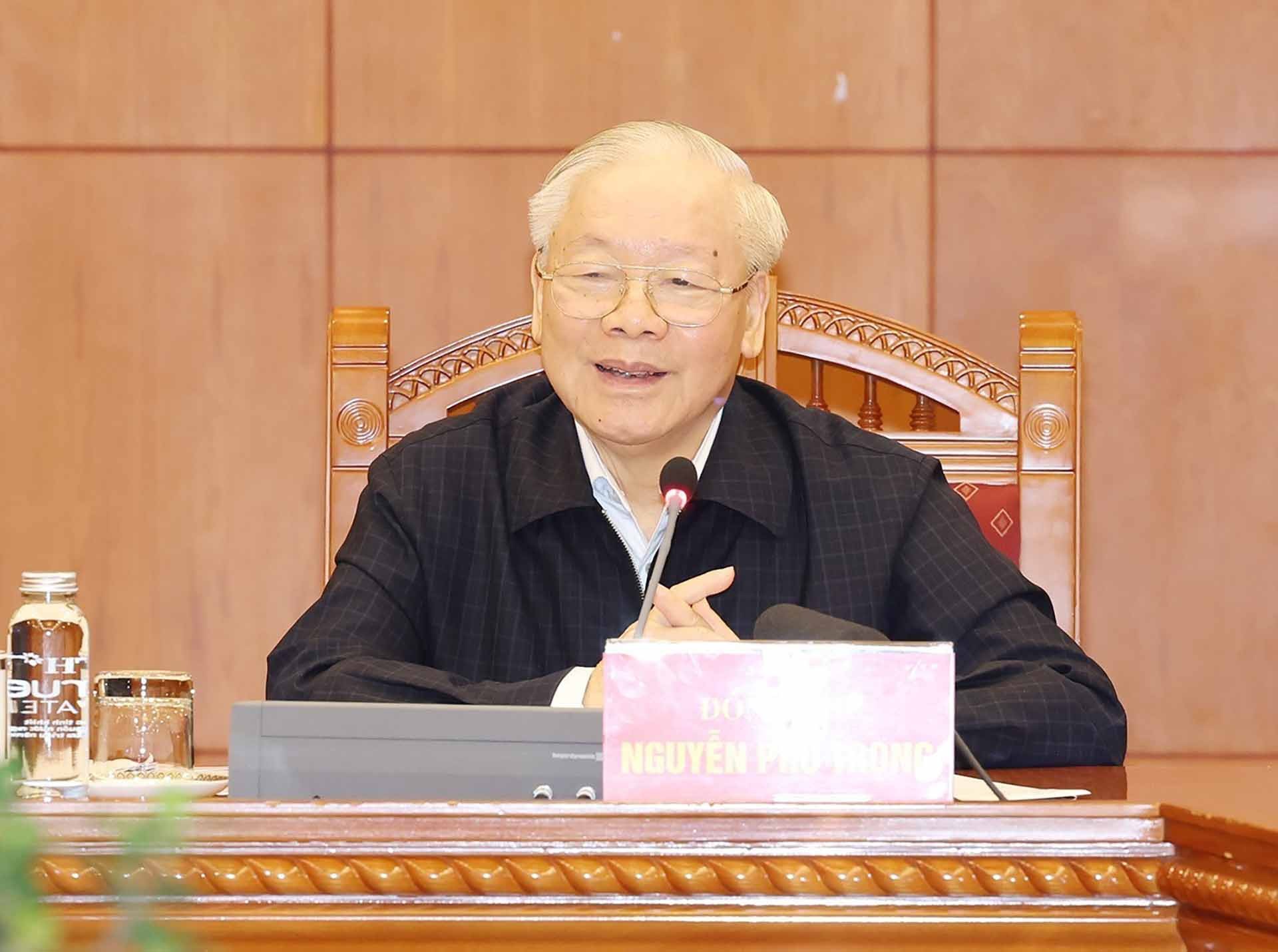 Tổng Bí thư Nguyễn Phú Trọng phát biểu kết luận phiên họp. (Nguồn: TTXVN) Tổng Bí thư Nguyễn Phú Trọng phát biểu kết luận phiên họp. (Nguồn: TTXVN)