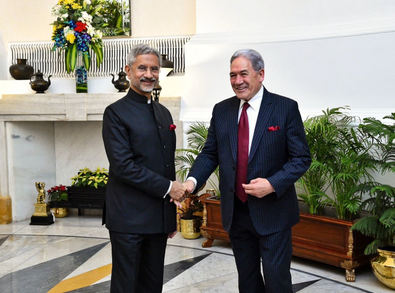 Phó Thủ tướng kiêm Ngoại trưởng New Zealand Winston Peters và Ngoại trưởng Ấn Độ S Jaishankar tại thủ đô New Delhi ngày 12/3/2024. (Nguồn: X)