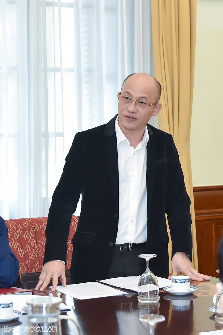 Chánh Thanh tra Bộ Ngoại giao Nguyễn Xuân Ánh, Thường trực Ban Chỉ đạo điểm lại kết quả công tác PCTNTC của Bộ Ngoại giao năm 2023.
