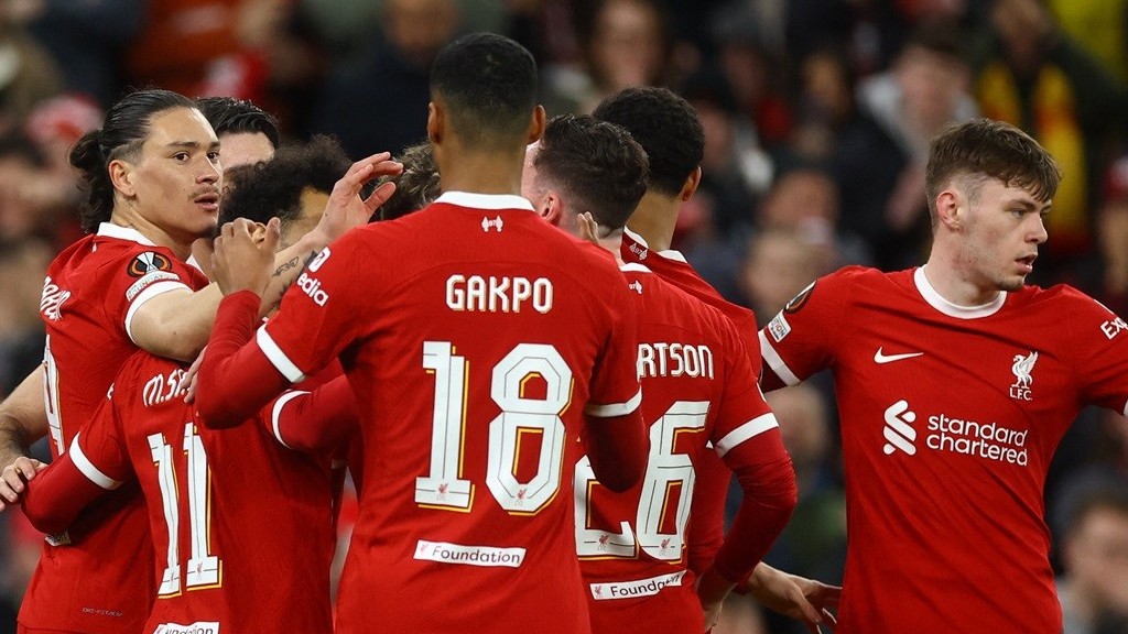 Europa League: Hình ảnh trận đấu các cầu thủ Liverpool liên tiếp ghi bàn vào lưới Sparta Prague