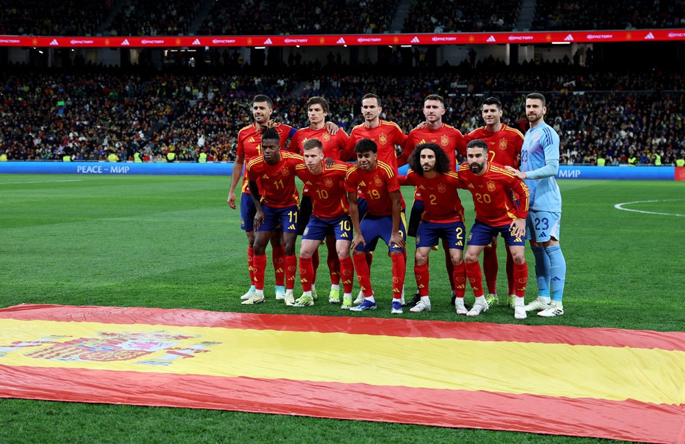 Đội hình ra sân đội tuyển Tây Ban Nha.