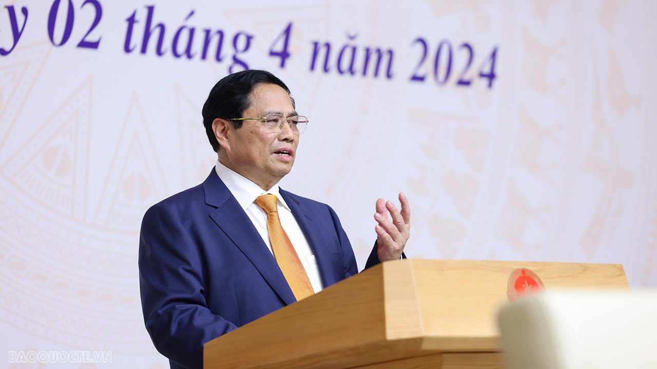 Thủ tướng Phạm Minh Chính phát biểu khai mạc Hội nghị họp với các Cơ quan đại diện Việt Nam ở nước ngoài về đẩy mạnh công tác ngoại giao kinh tế phục vụ phát triển năm 2024. (Ảnh: Tuấn Anh) Thủ tướng Phạm Minh Chính phát biểu khai mạc Hội nghị họp với các Cơ quan đại diện Việt Nam ở nước ngoài về đẩy mạnh công tác ngoại giao kinh tế phục vụ phát triển năm 2024. (Ảnh: Tuấn Anh)